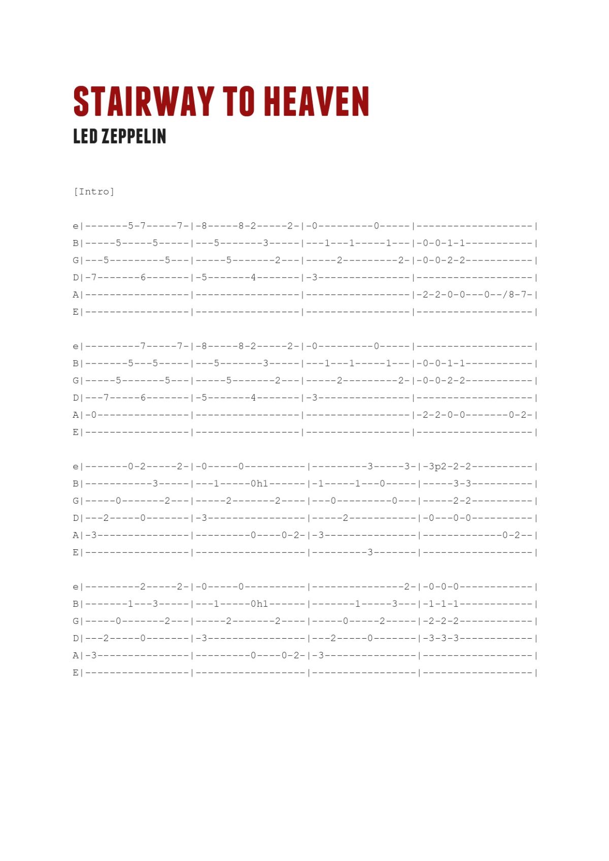 stairway to heaven chords