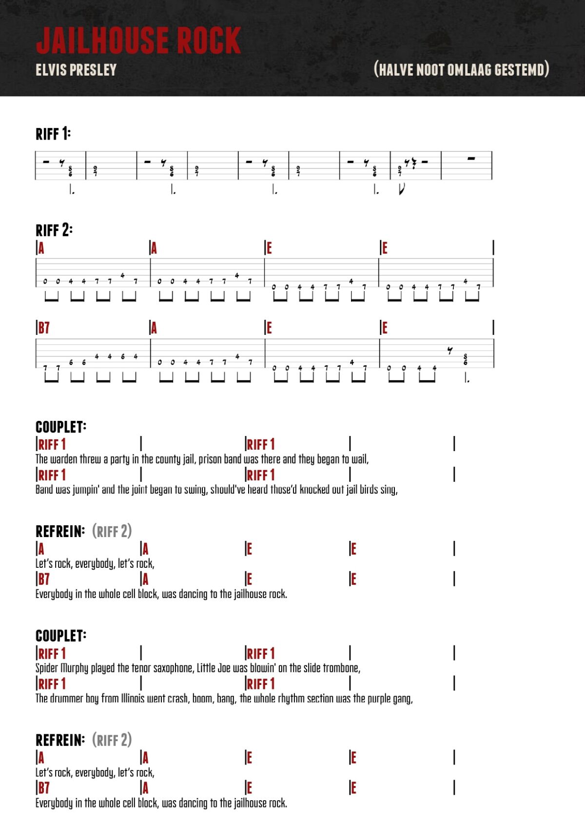 Jailhouse Rock chords