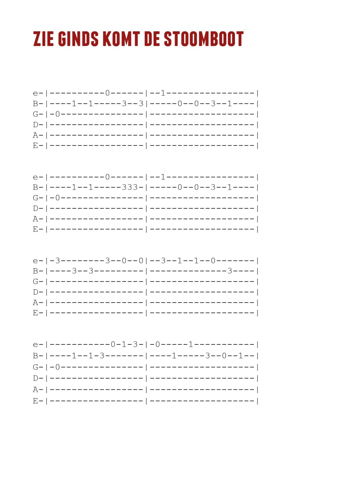 Zie ginds komt de stoomboot gitaar